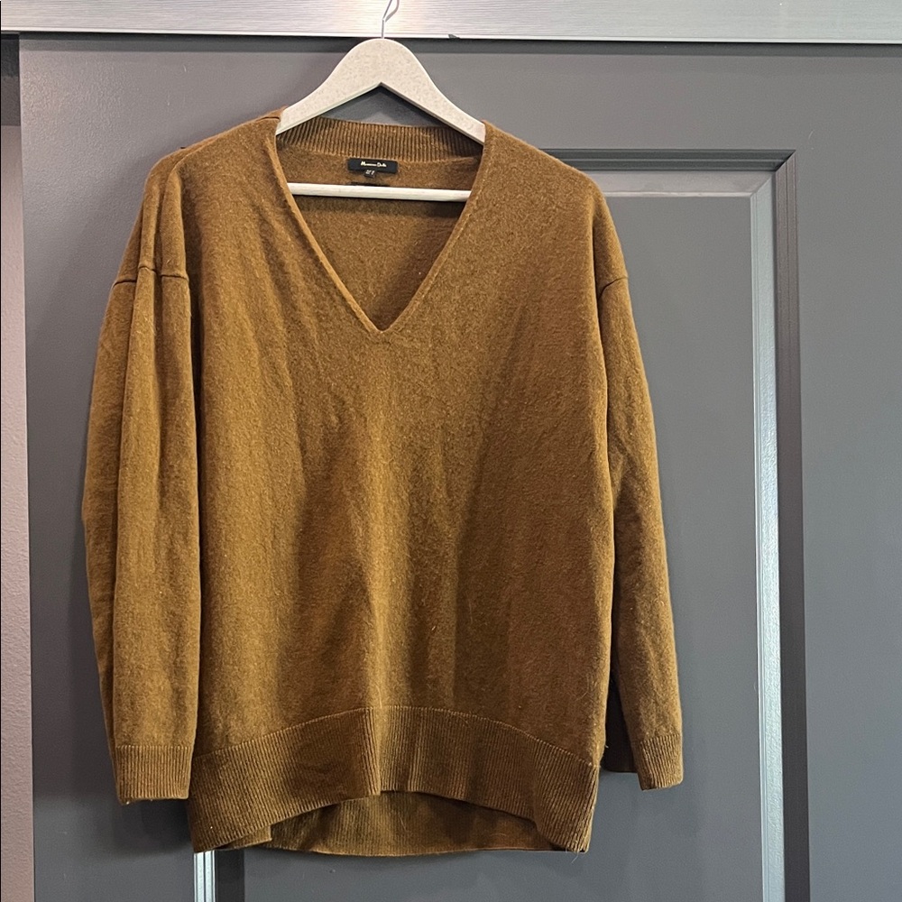 Massimo Dutti Brown V-Neck Sweater